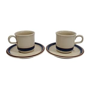 Vintage Arita Fuji Tabletop Craftstone Cups & Saucers Set Of 2 Japan